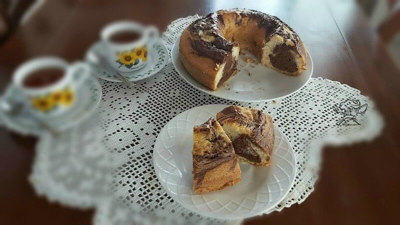 Torta variegata con e senza bimby