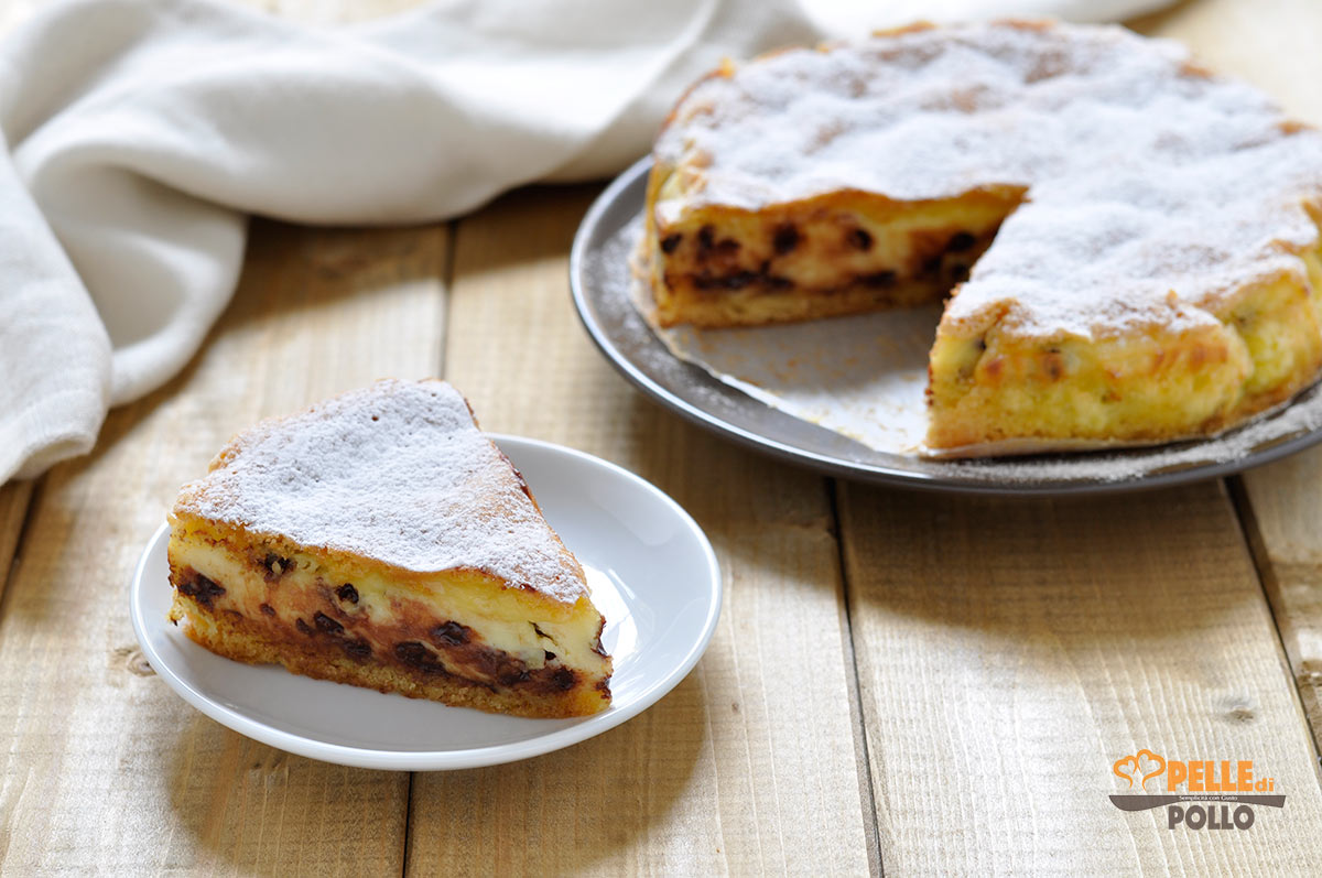 Torta versata con ricotta e cioccolato