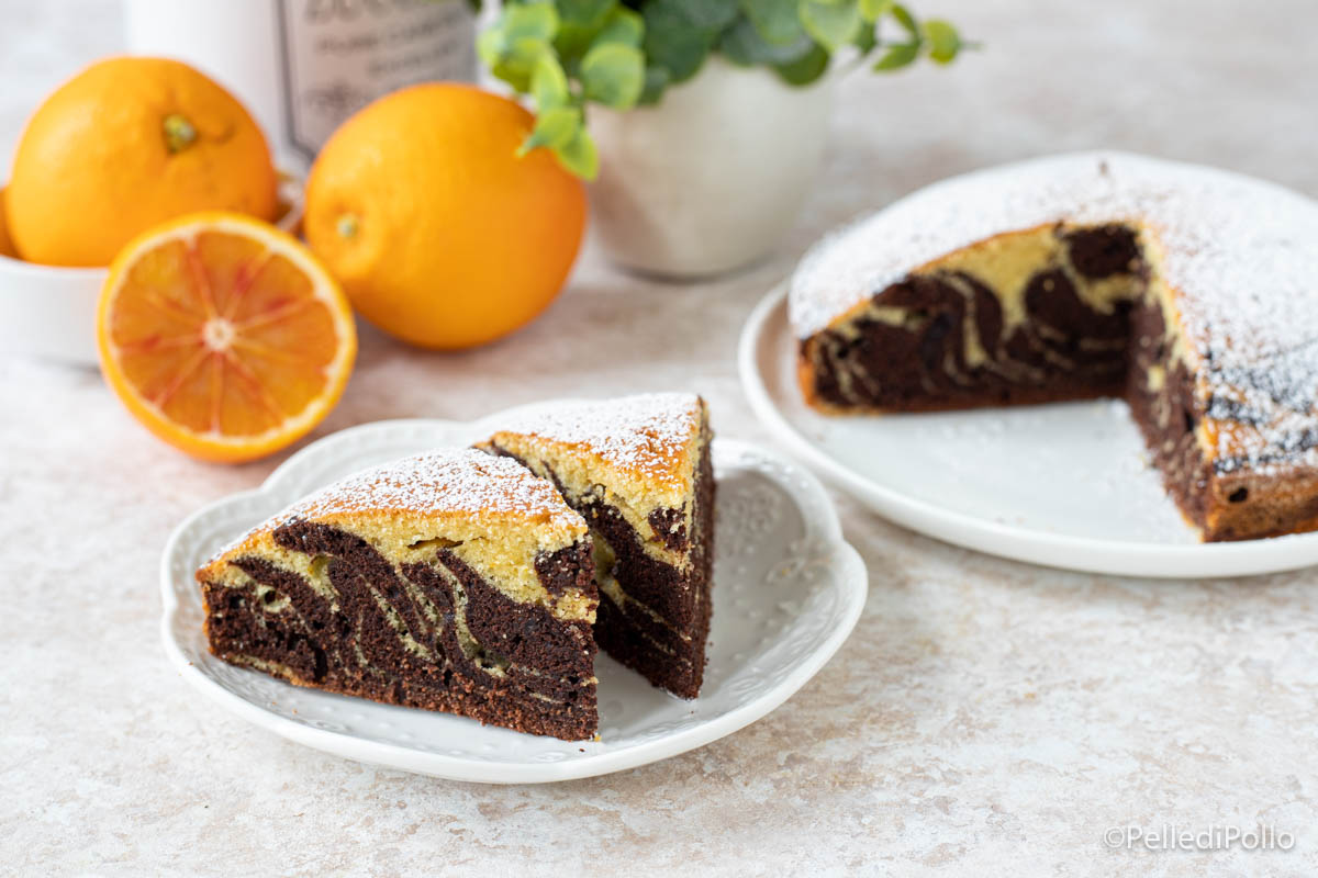 Torta zebrata all’arancia e cioccolato