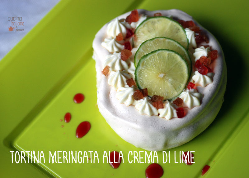 Tortina meringata alla crema di lime e canditi