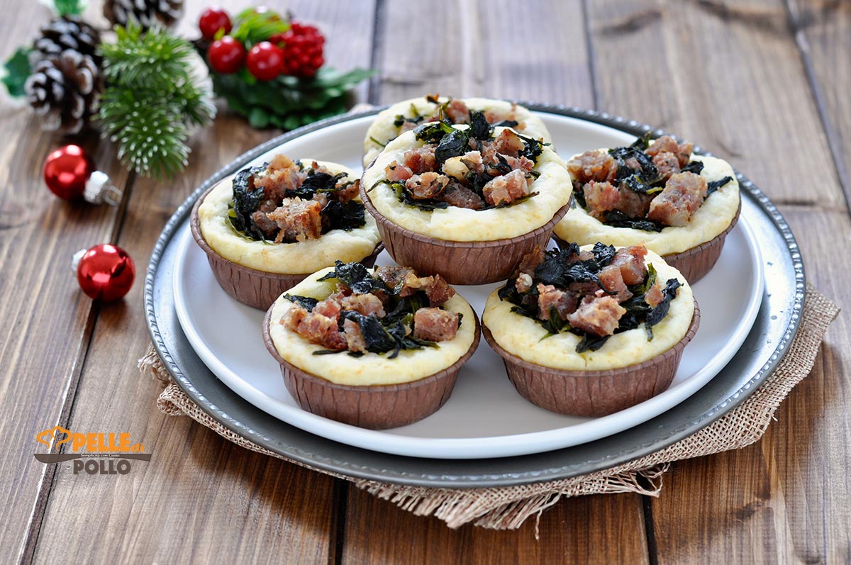 Tortine salate con cotechino e spinaci