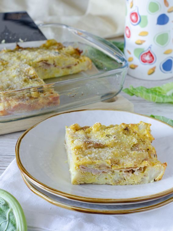 Tortino di cavolfiore prosciutto e curry cotto in forno