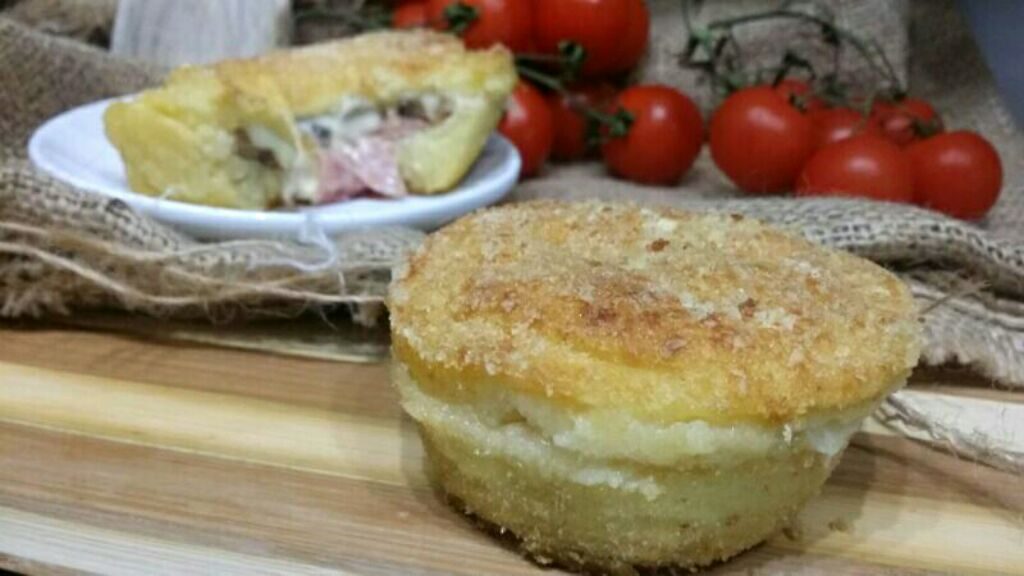Tortino di patate con funghi