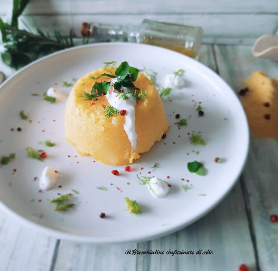 Tortino di polenta con cuore di stracciatella