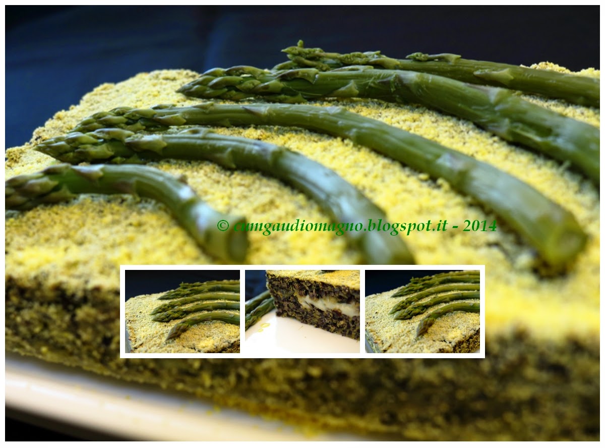 Tortino di riso Venere con asparagi e mozzarella