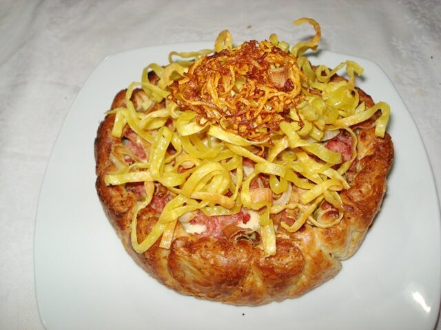 Tortino di tagliatelle verdi con crema di zucca (per 4)