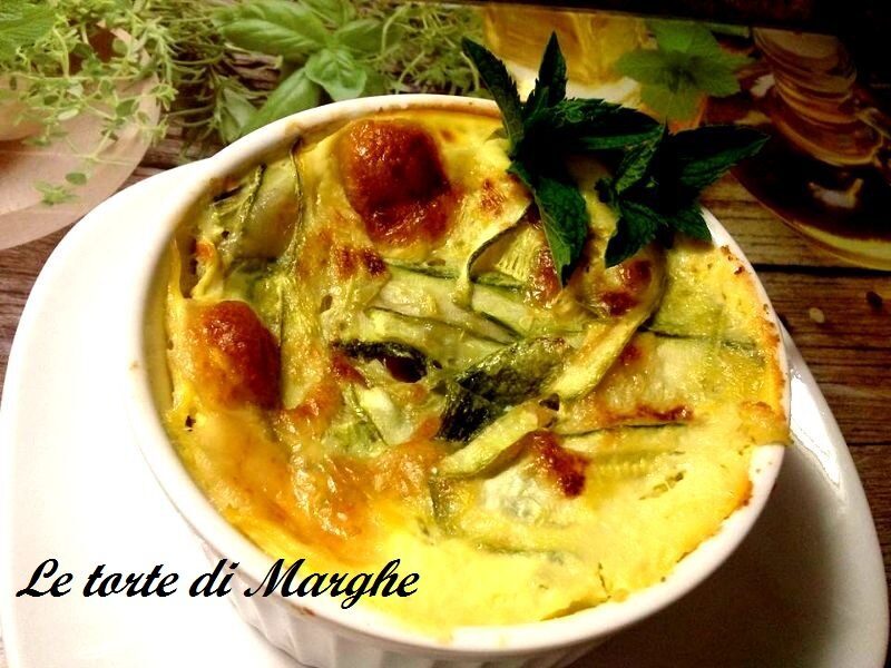 Tortino di zucchine con crema di zucca..