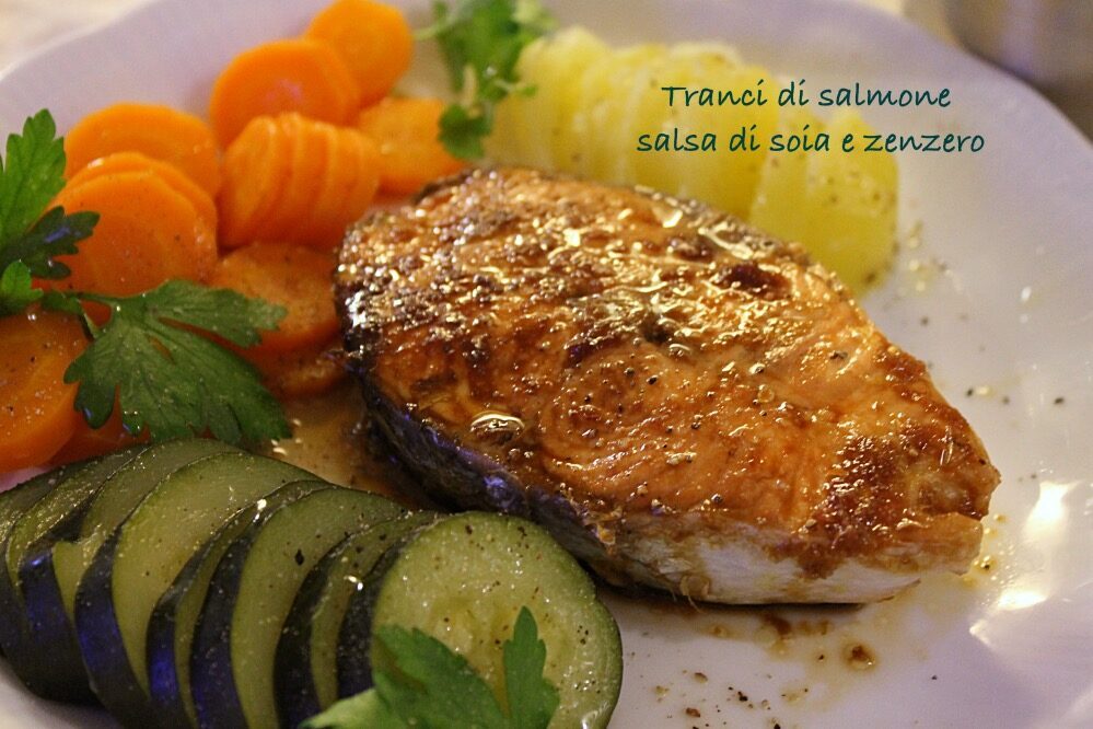Tranci di salmone alla salsa di soia e zenzero