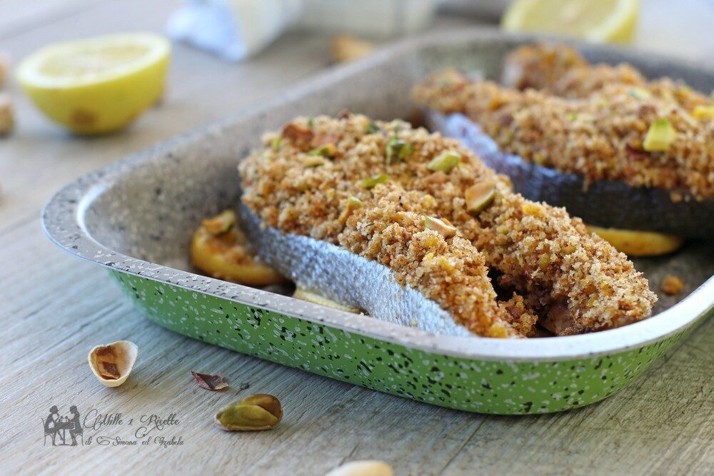 Tranci di salmone gratinati al pistacchio ed erbe aromatiche