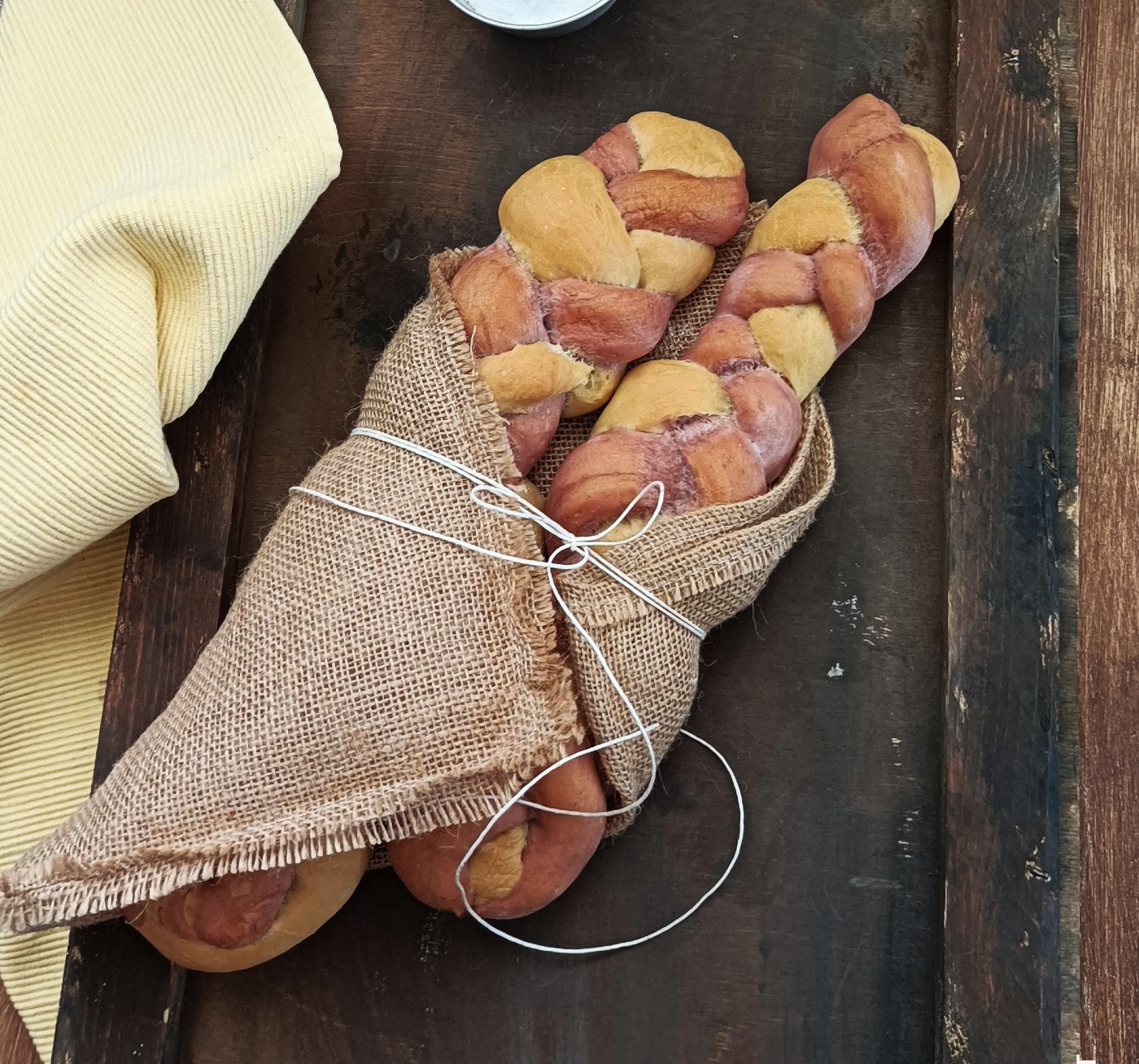 Trecce di pane bicolor