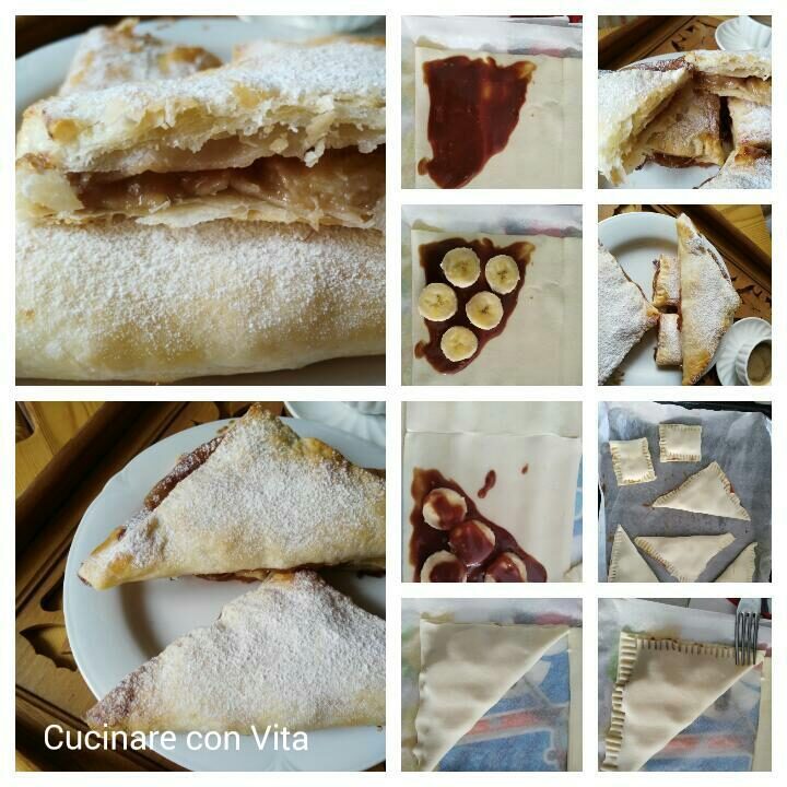Triangoli di sfoglia con cioccolato e banana
