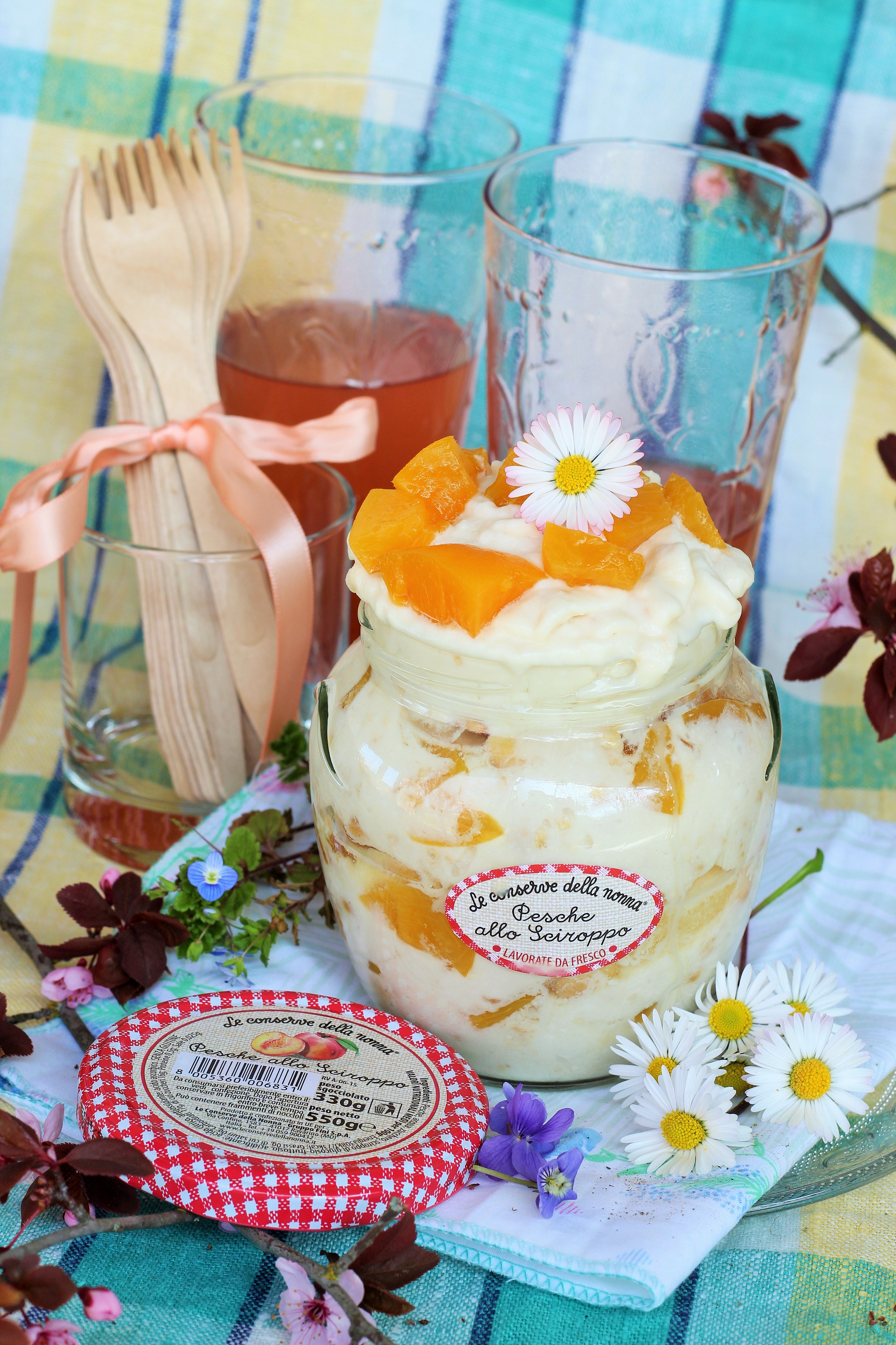 Trifle alle pesche con crema alla ricotta ilmiopicnic