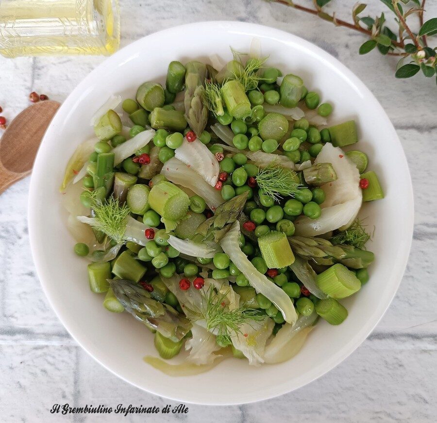 Tris di asparagi piselli e finocchi