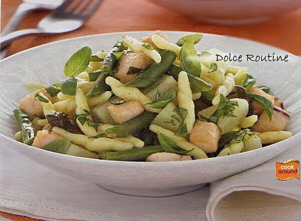 Trofie con patate fagiolini e pesce spada