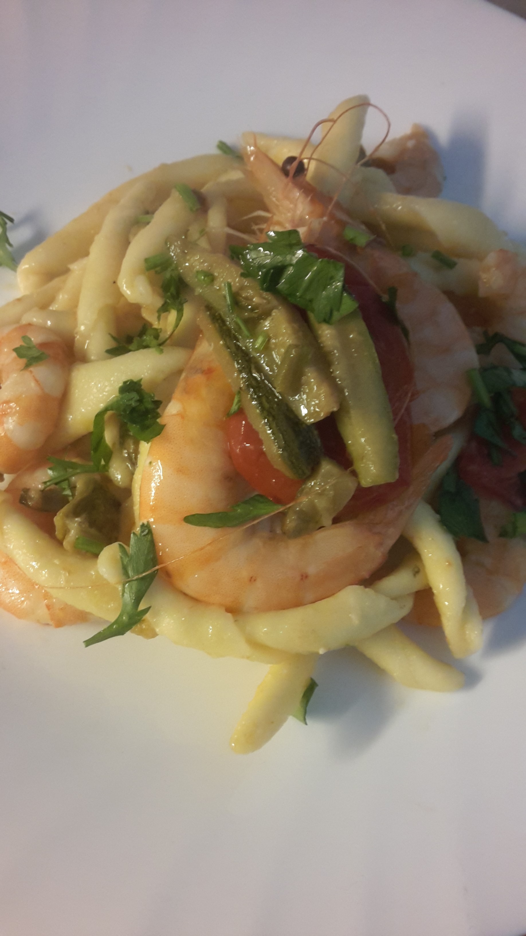 Trofie fresche gamberetti e zucchine