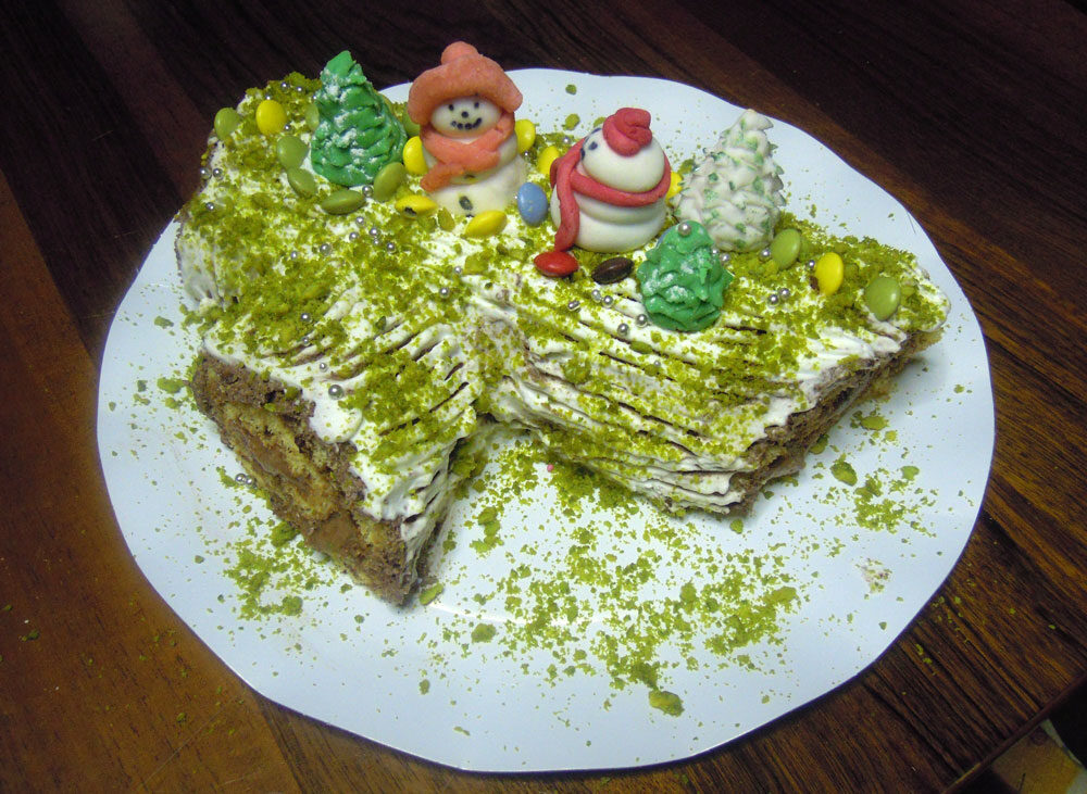 Tronchetto di natale con pan di spagna al cacao