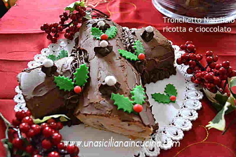 Tronchetto natalizio ricotta e cioccolato
