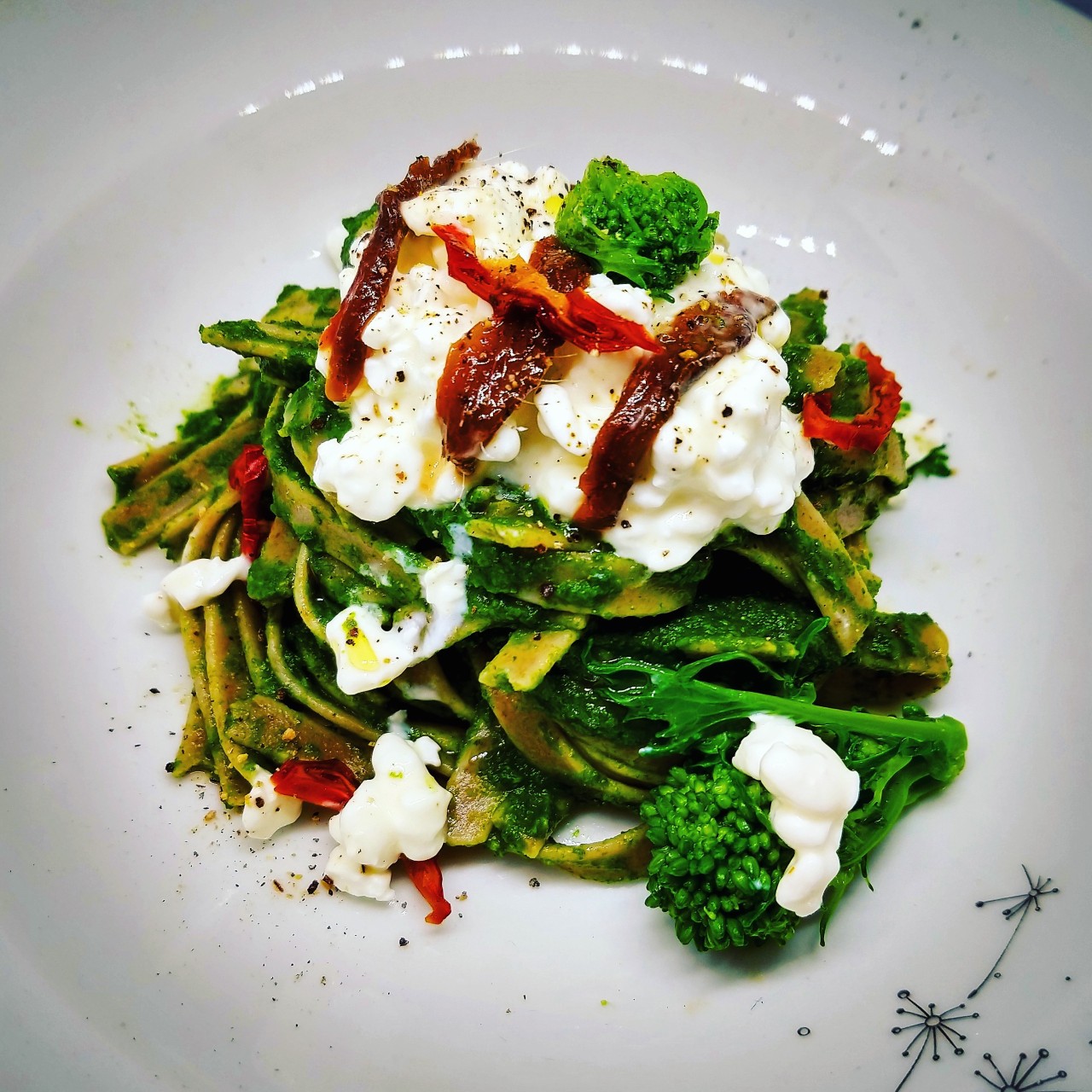Turnip greens fettucine