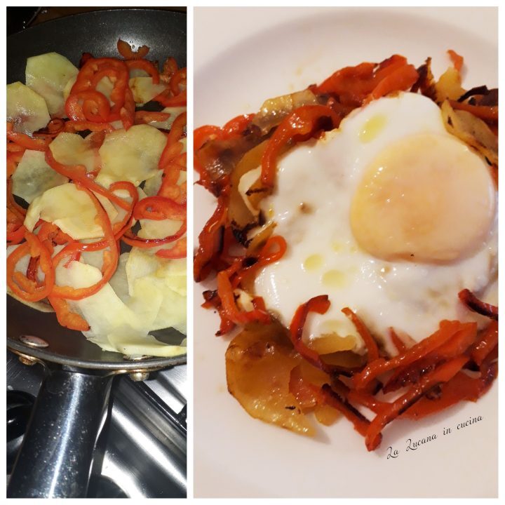 Uova con peperoni e patate