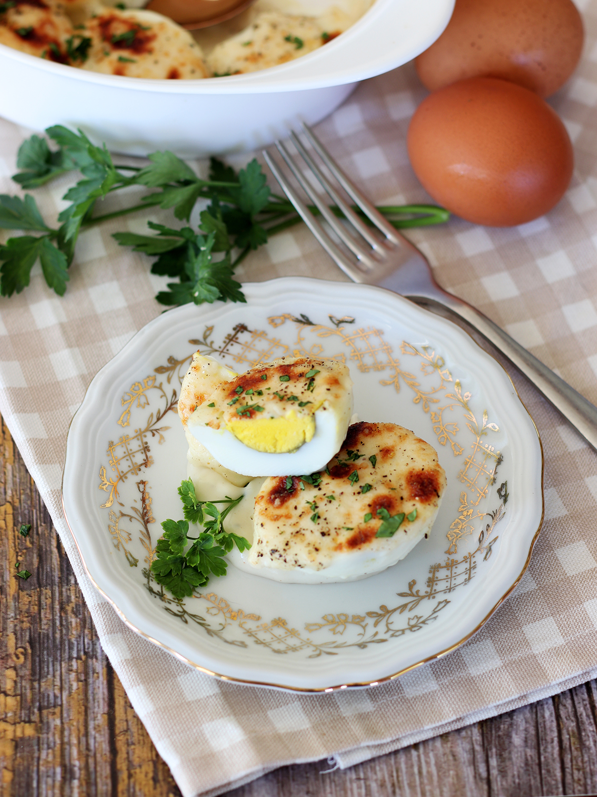 Uova sode gratinate