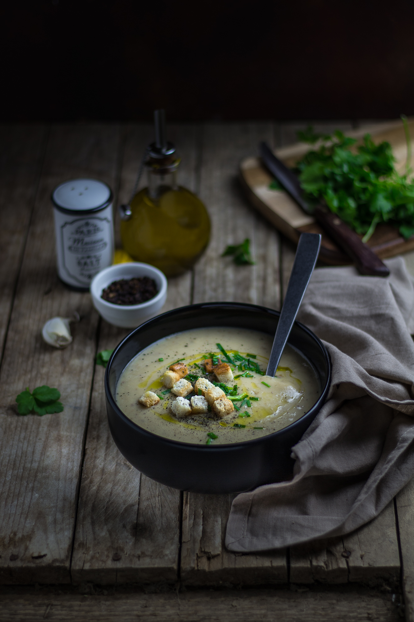 Vellutata di patate e funghi porcini secchi