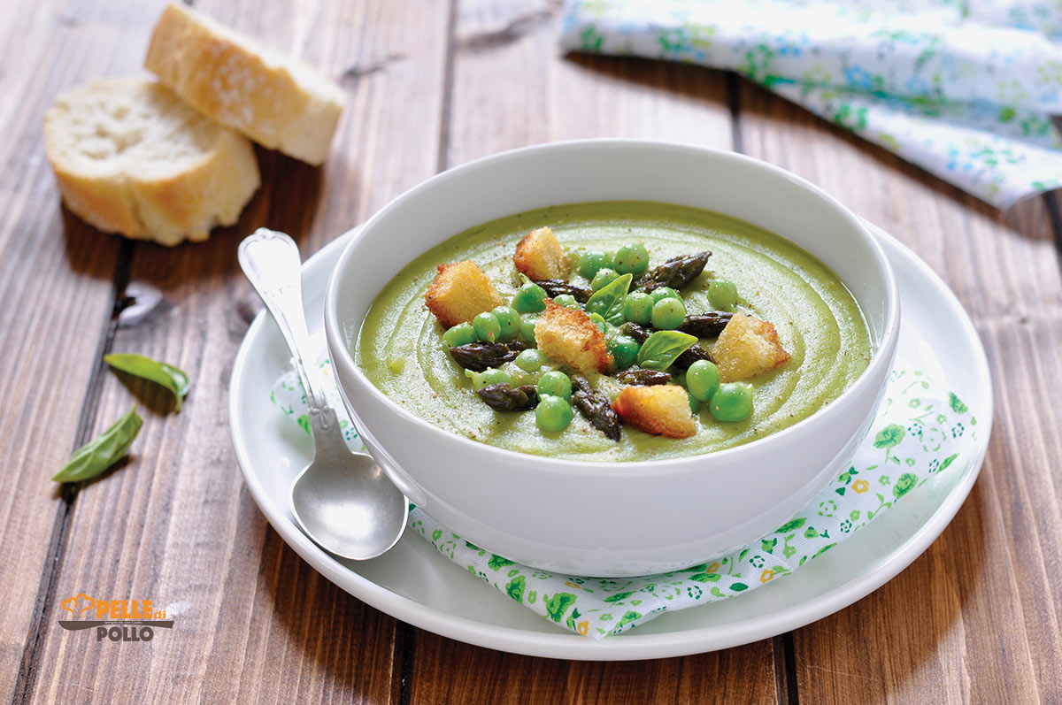 Vellutata di piselli, zucchine e asparagi