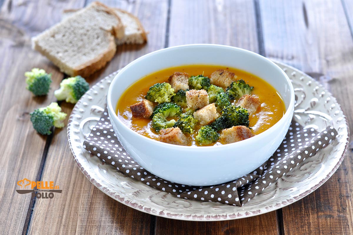 Vellutata di zucca con broccoletti
