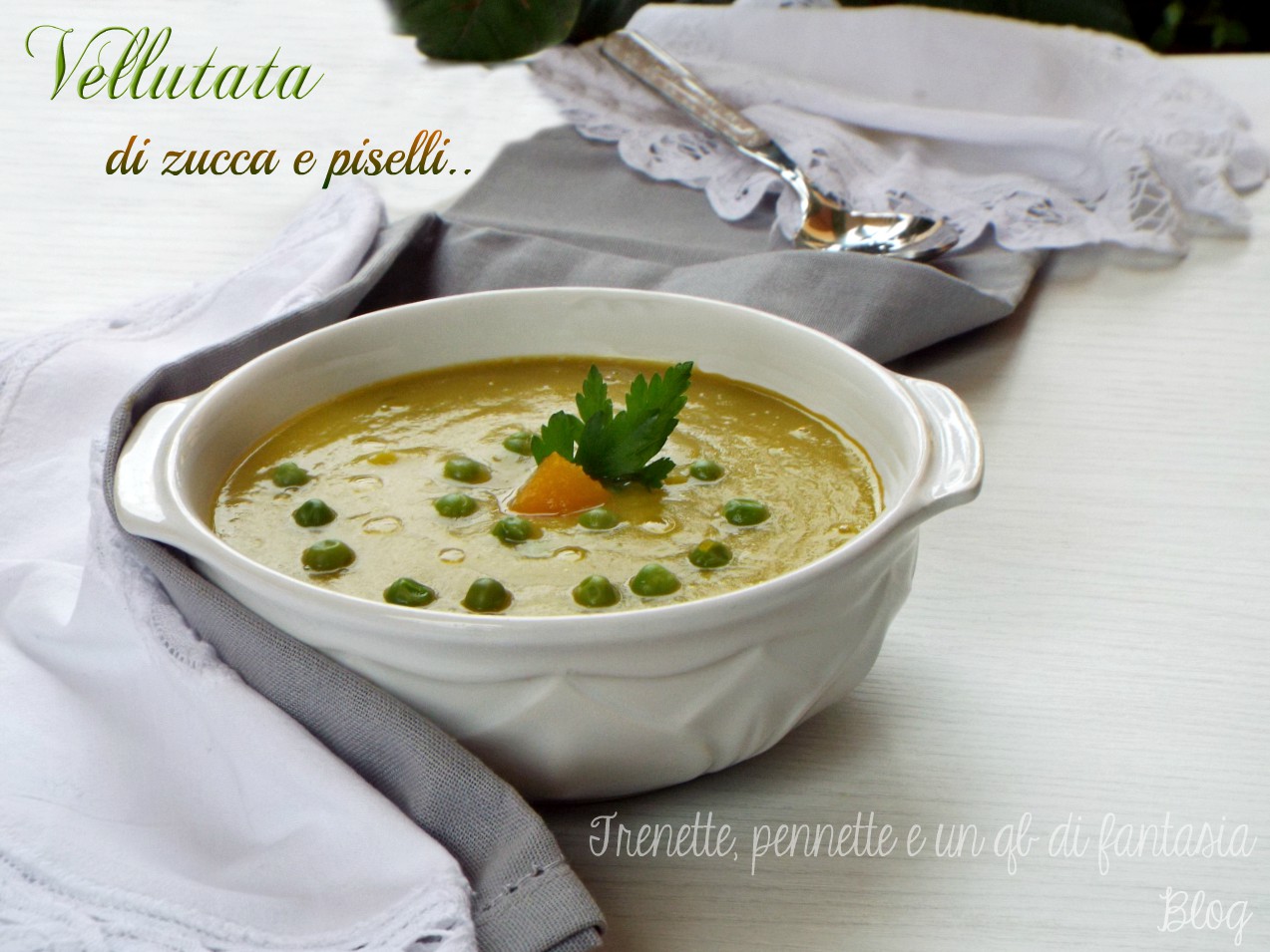 Vellutata di zucca e piselli