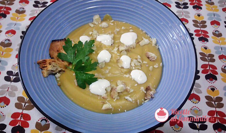 Vellutata vegan di patate dolci, zucca e castagne