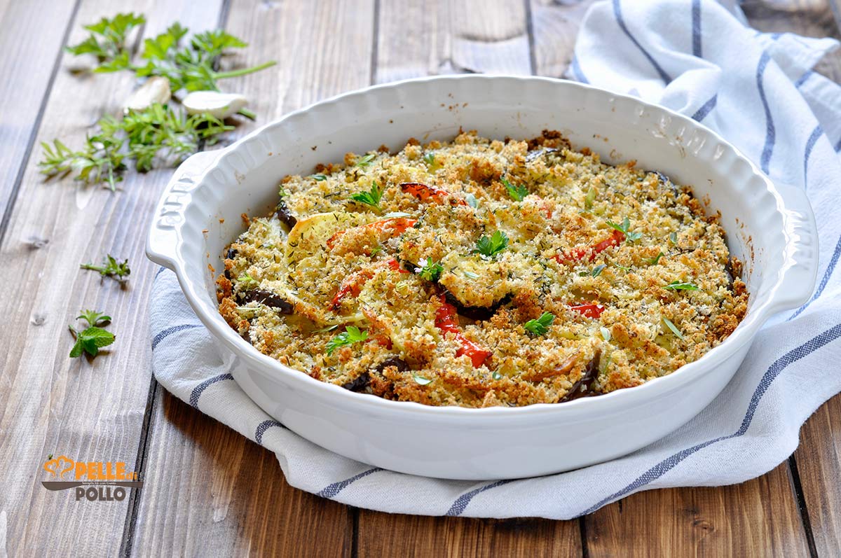 Verdure gratinate al forno alle erbe aromatiche