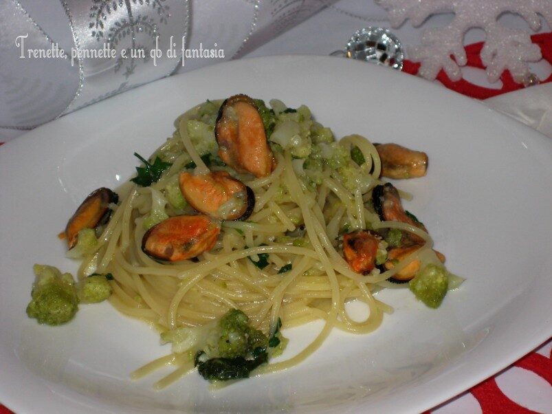Vermicelli con cozze e broccolo romano
