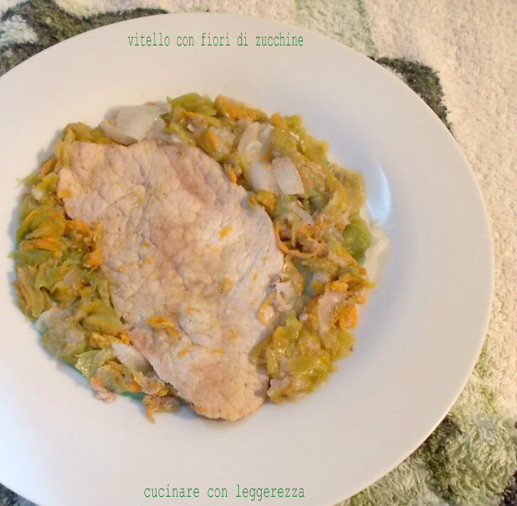 Vitello con fiori di zucchine