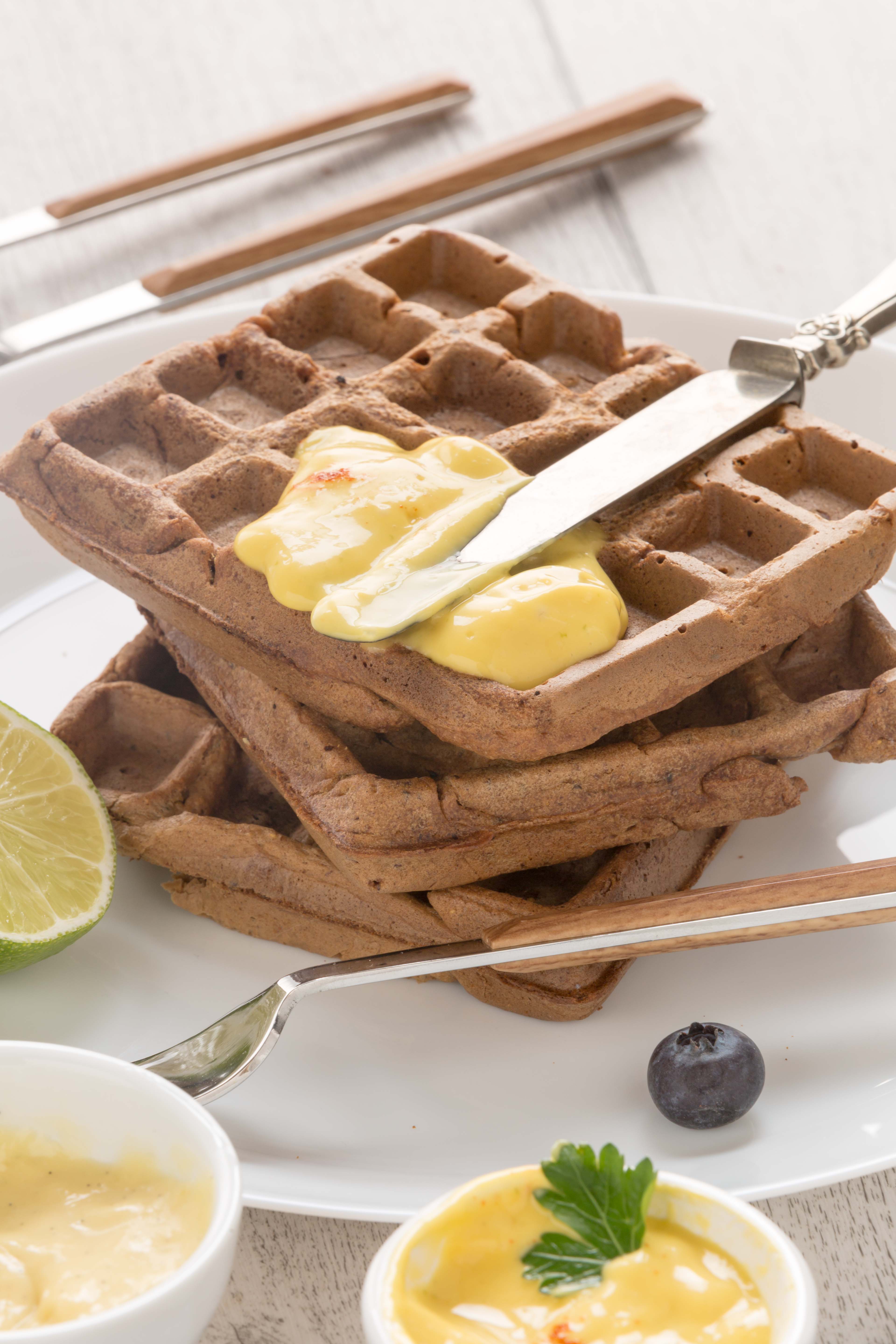 Waffles al mango senza uova senza glutine + vegan