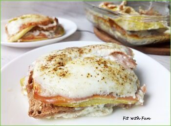 Wasagna con panna fit zucchine e prosciutto
