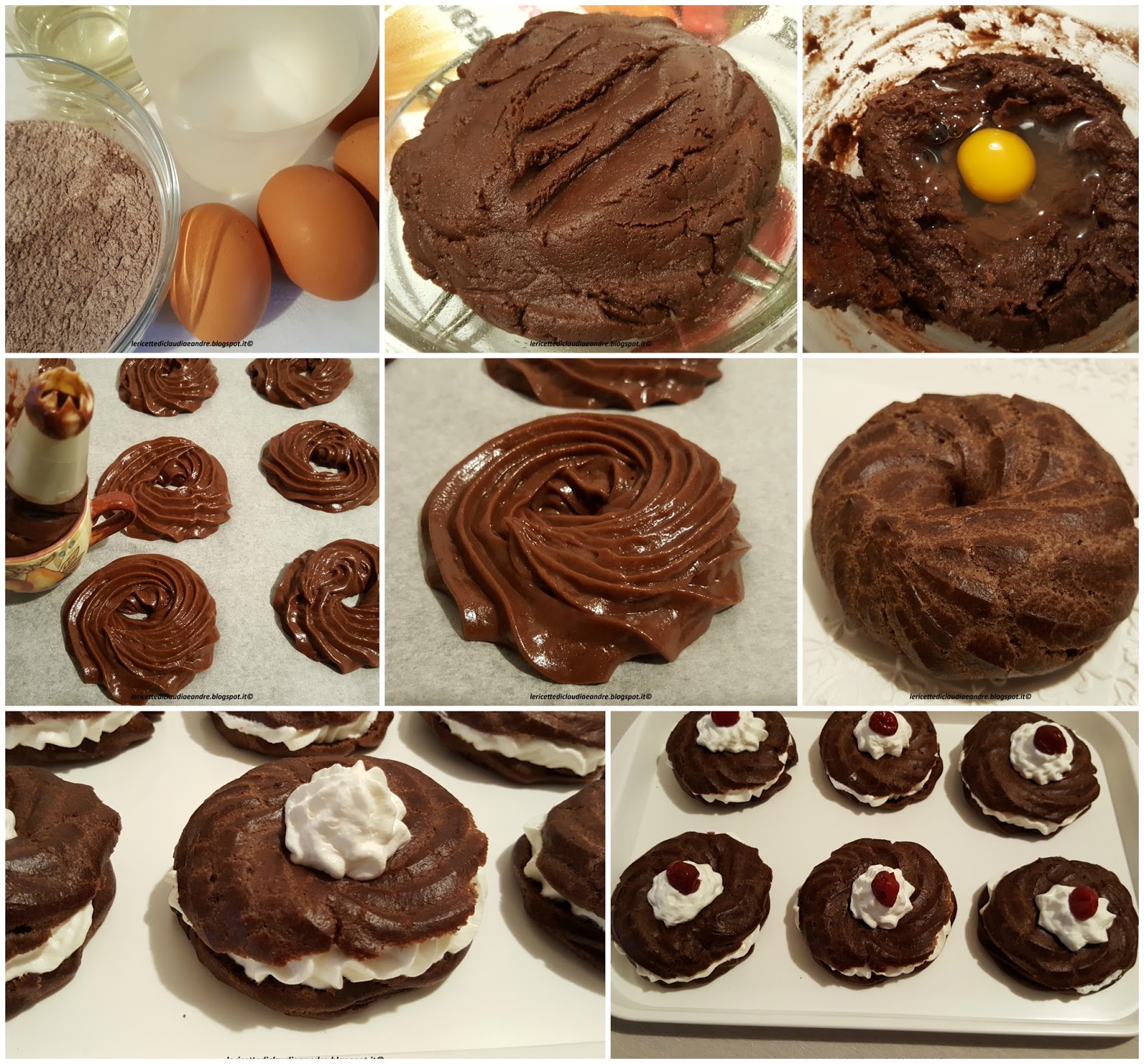 Zeppole al cacao e olio, con panna