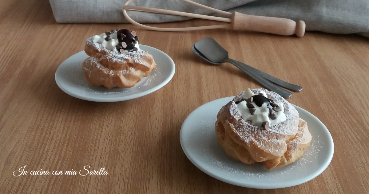 Zeppole panna e cioccolato al forno