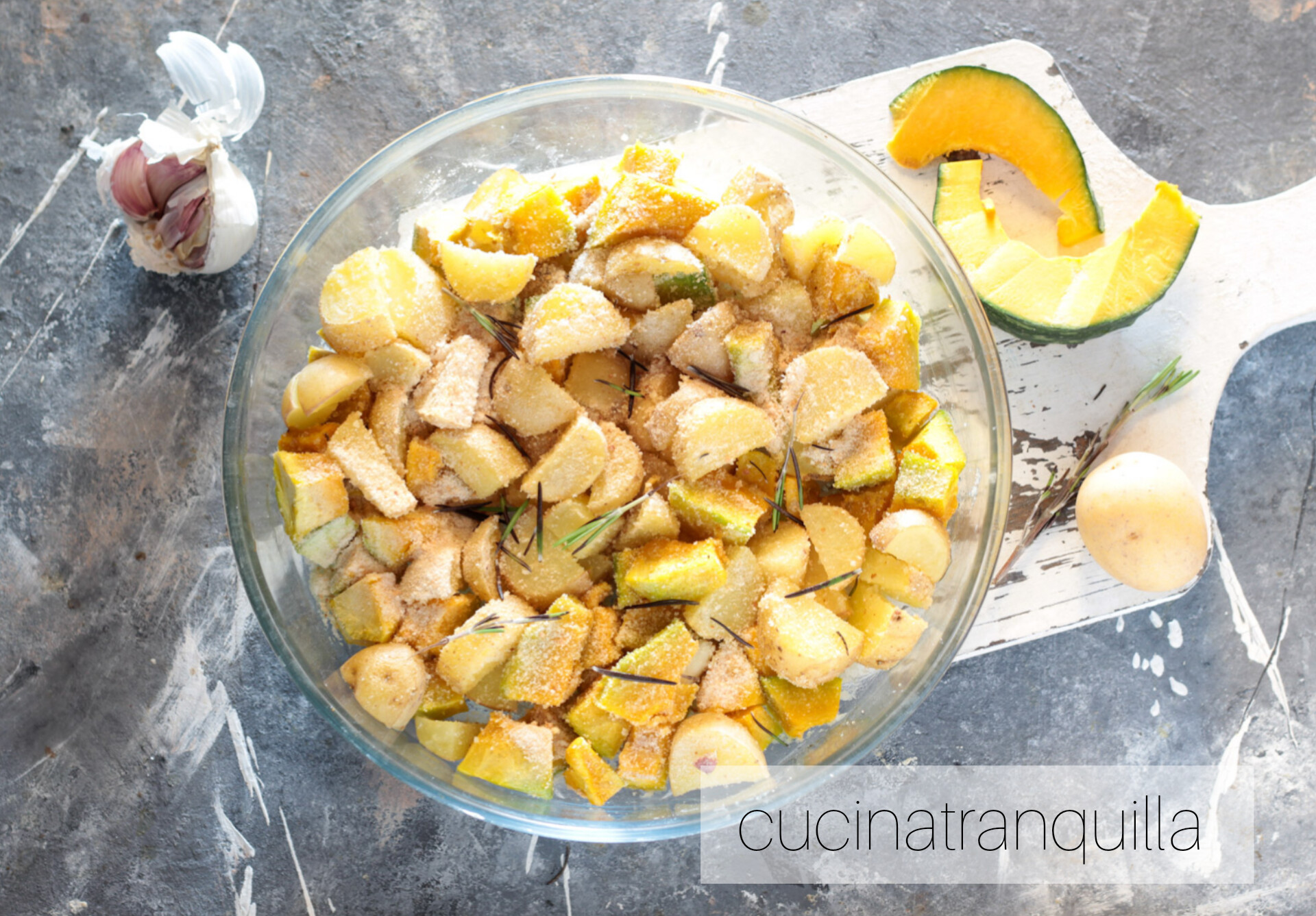 Zucca e patate gratinate al microonde