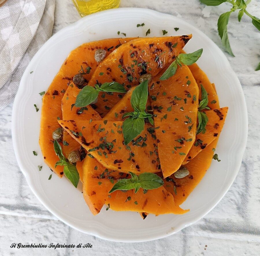 Zucca grigliata e marinata ai capperi