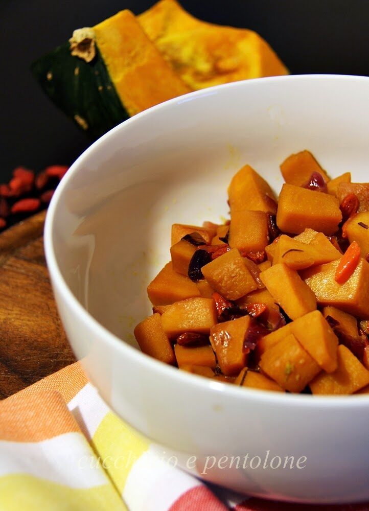 Zucca in agrodolce con bacche di goji