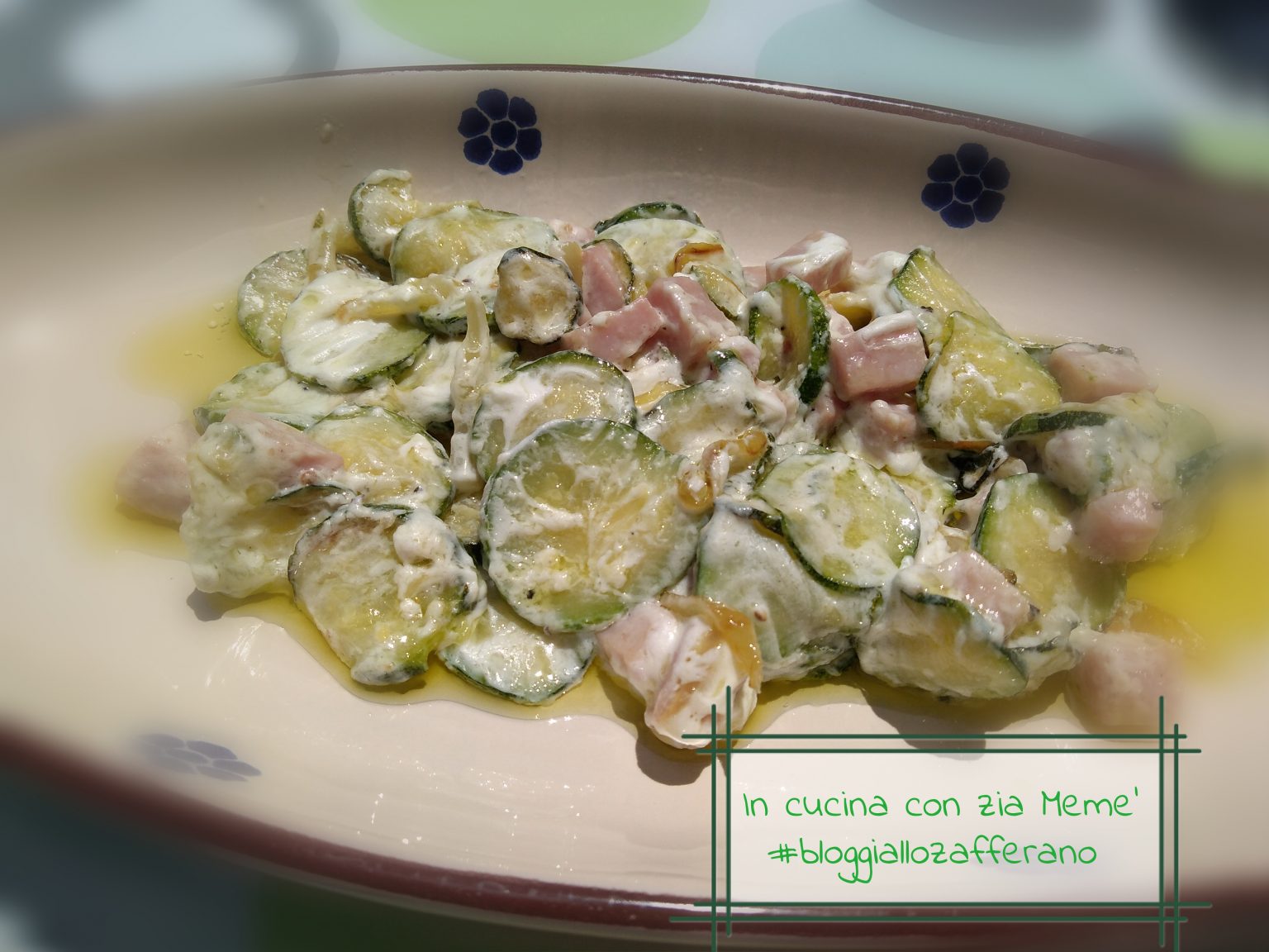 Zucchine alla crema di feta e prosciutto cotto