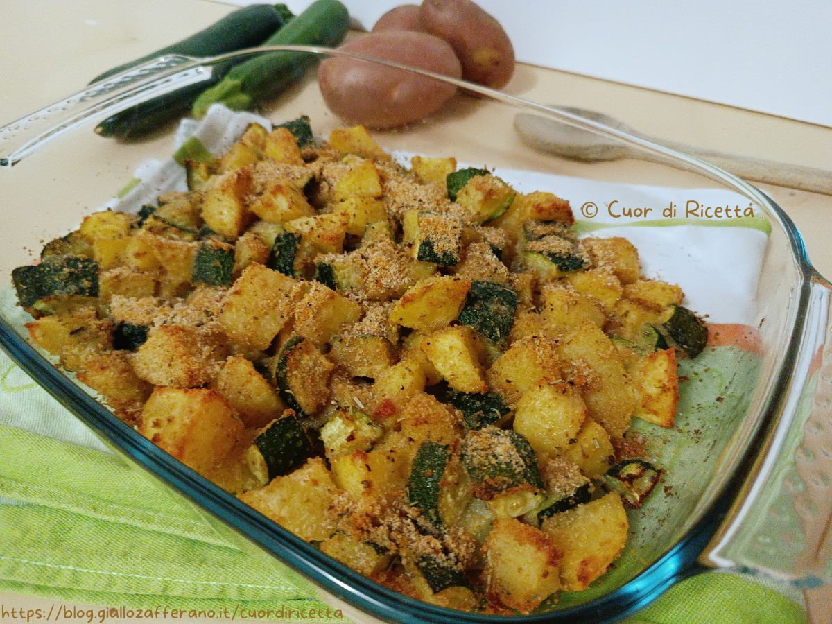Zucchine e patate gratinate al forno