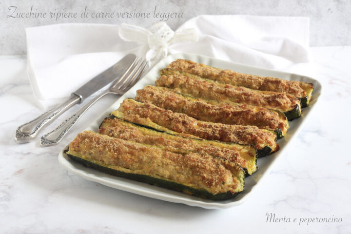Zucchine ripiene di carne versione leggera