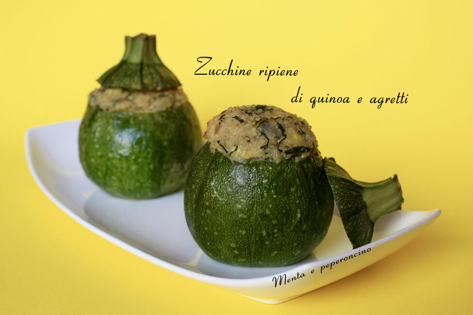 Zucchine ripiene di quinoa e agretti