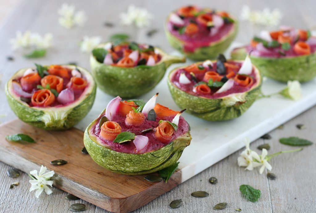 Zucchine veggie ripiene al tofu e barbabietola