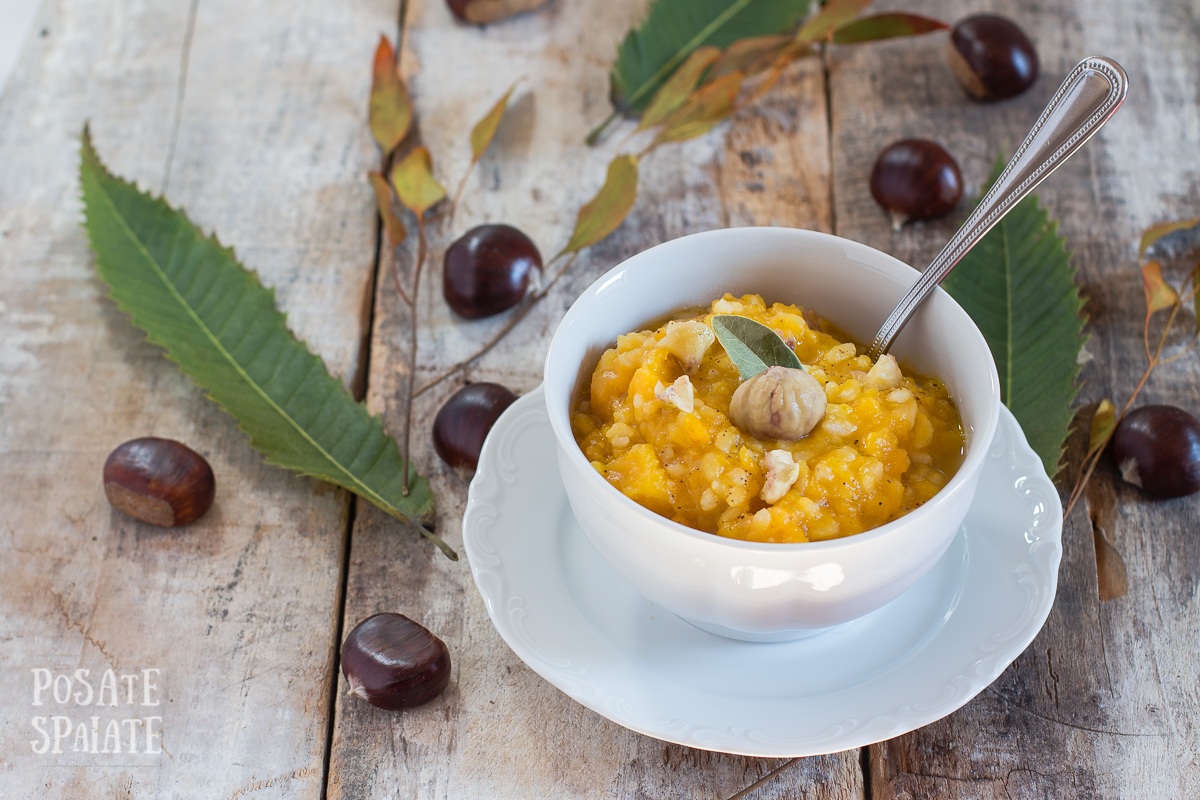 Zuppa con zucca, castagne e riso