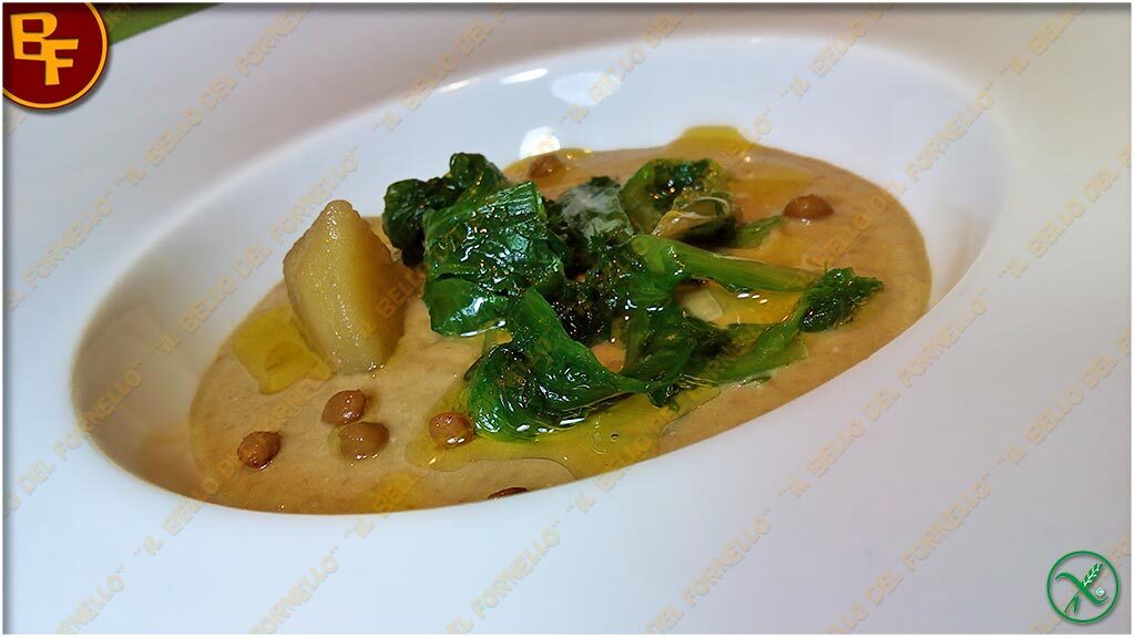 Zuppa cremosa di lenticchie e scarola
