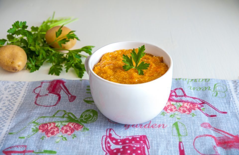 Zuppa di amaranto con zucca patate e cipolla