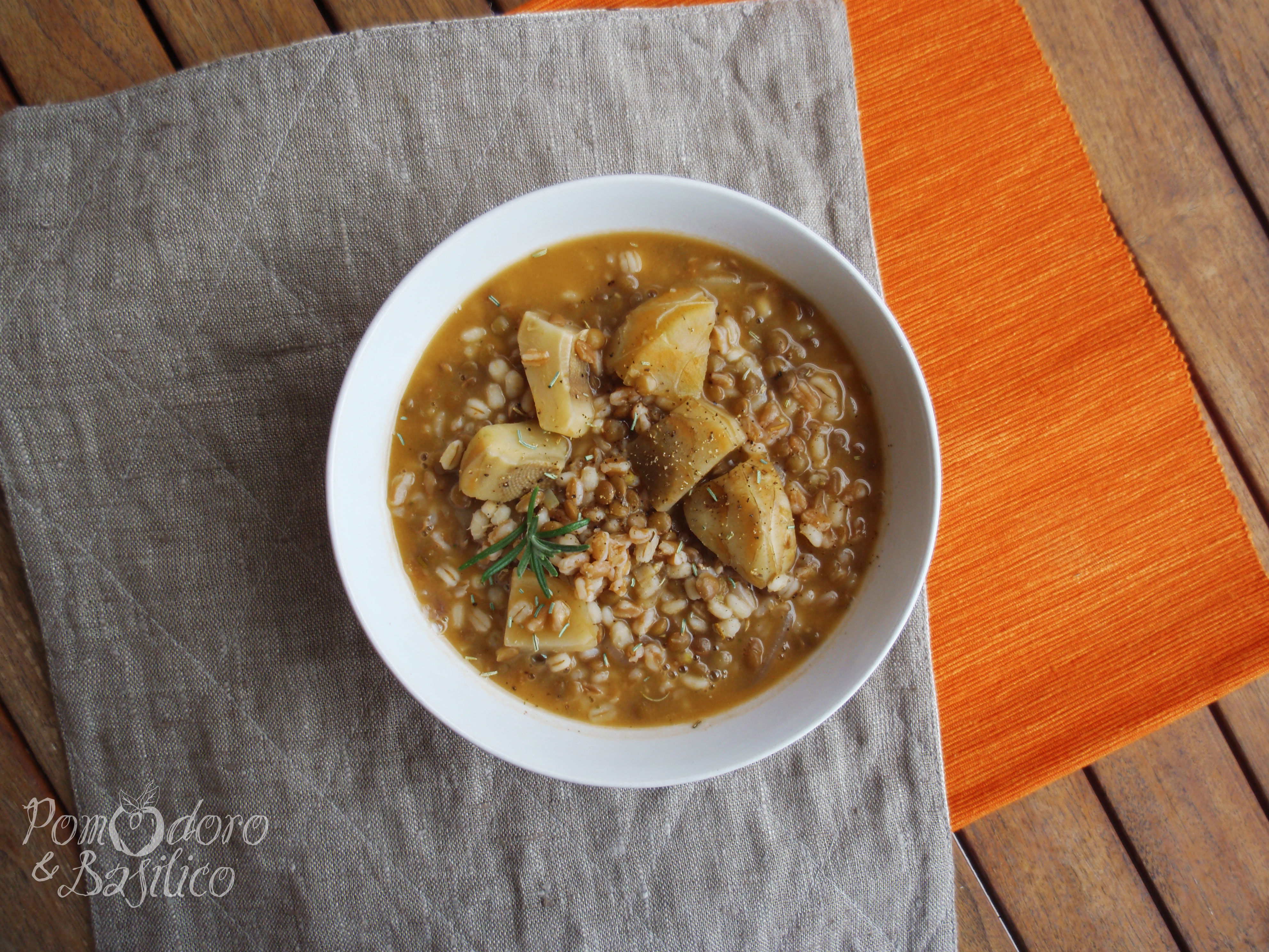Zuppa di carciofi e lenticchie