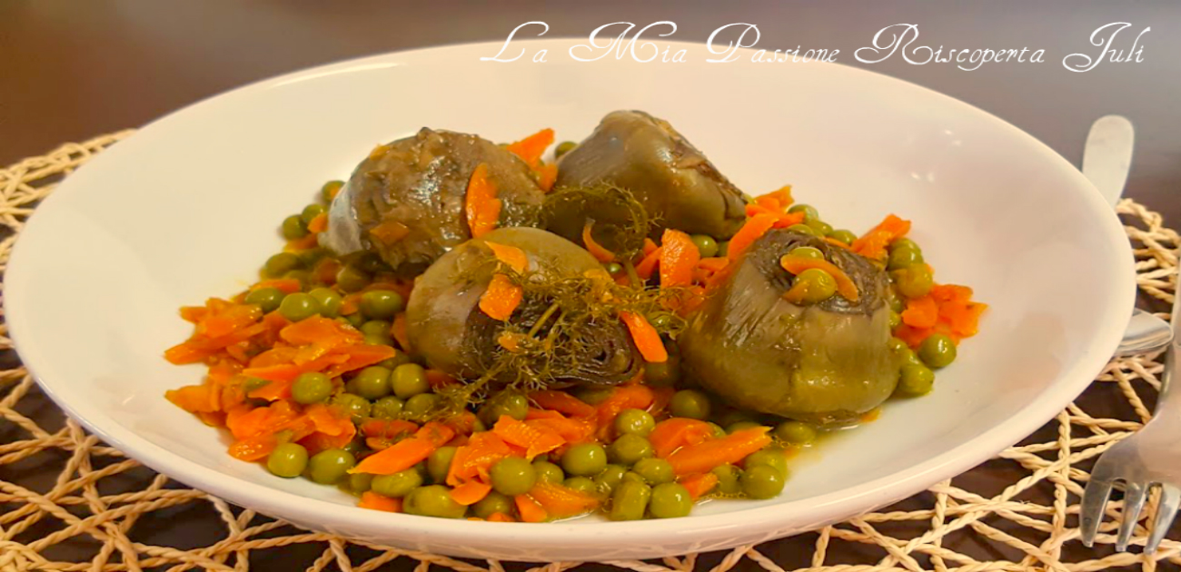 zuppa di carciofi piselli e carote