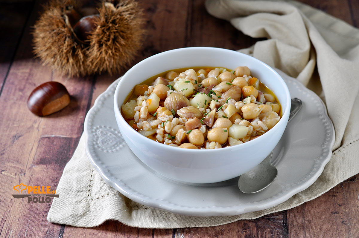 Zuppa di ceci con castagne e farro